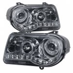 Chrysler 300C 2005-2010 Smoked LED Halo Projector Headlights