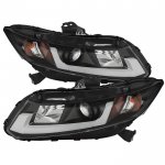 2014 Honda Civic Black Projector Headlights LED DRL