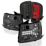 2012 Chevy Silverado 3500HD Smoked Facelift DRL Projector Headlights Custom LED Tail Lights