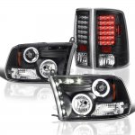 Dodge Ram 2009-2018 Black Halo Projector Headlights and LED Tail Lights Dodge Ram 2009-2018 Black Halo Projector Headlights and LED Tail Lights
