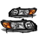 2009 Honda Civic Coupe Black Headlights