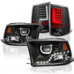 Dodge Ram 2009-2018 Black LED DRL Projector Headlights LED Tail Lights Tube Dodge Ram 2009-2018 Black LED DRL Projector Headlights LED Tail Lights Tube