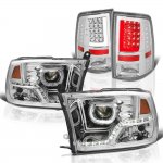 Dodge Ram 2009-2018 LED DRL Projector Headlights Chrome LED Tail Lights Tube