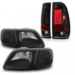 1997 Ford F150 Black Headlights LED DRL Signal and LED Tail Lights