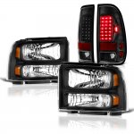 2005 Ford F250 Super Duty Black Headlights and LED Tail Lights