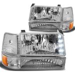 1992 Ford F250 Clear Headlights and Bumper Lights Set and LED