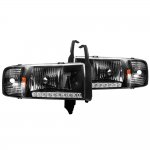 1999 Dodge Ram Black Headlights LED DRL