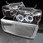 Lincoln Mark LT 2006-2008 Chrome Vertical Grille and Black Projector Headlights Set Lincoln Mark LT 2006-2008 Chrome Vertical Grille and Black Projector Headlights Set