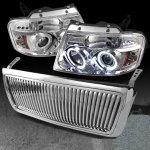 2004 Ford F150 Chrome Vertical Grille and Projector Headlights Set