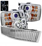 Chevy Silverado 2007-2013 Chrome Vertical Grille and Projector Headlights