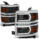 Chevy Silverado 1500 2014-2015 Smoked Projector Headlights Tube DRL Chevy Silverado 1500 2014-2015 Smoked Projector Headlights Tube DRL