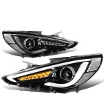 Hyundai Sonata 2011-2014 Black LED DRL Projector Headlights Dynamic Signal