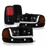 2000 GMC Yukon XL Black Smoked Tube DRL Headlights LED Tail Lights