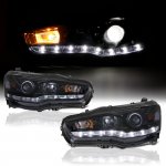2009 Mitsubishi Lancer Smoked Projector Headlights LED DRL 2009 Mitsubishi Lancer Smoked Projector Headlights LED DRL