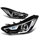 Hyundai Elantra Sedan 2011-2013 Black LED DRL Projector Headlights
