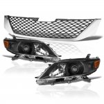 Toyota Sienna 2011-2017 Black Front Grille with Chrome Trim and Projector Headlights