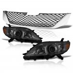 Toyota Sienna 2011-2017 Black Front Grille with Chrome Trim and Smoked Projector Headlights