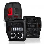 2010 Ford F450 Super Duty Smoked Halo Projector Headlights Tube LED Tail Lights