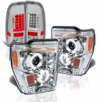 2010 Ford F550 Super Duty Clear Halo Projector Headlights Tube LED Tail Lights