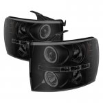 2012 Chevy Silverado 3500HD Black Smoked CCFL Halo Projector Headlights