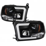 2011 Dodge Ram Black LED Tube DRL Projector Headlights