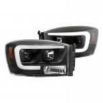 2008 Dodge Ram Black LED Tube DRL Projector Headlights