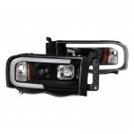 2005 Dodge Ram 2500 Black LED Tube DRL Projector Headlights