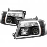 2004 Ford F150 Black LED Tube DRL Projector Headlights