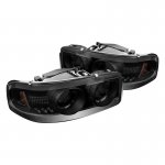 2003 GMC Sierra Denali Black Smoked Dual Halo Projector Headlights with LED