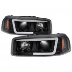 2002 GMC Yukon Black LED Tube DRL Projector Headlights 2002 GMC Yukon Black LED Tube DRL Projector Headlights