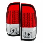 2005 Ford F350 Super Duty Red Clear LED Tail Lights