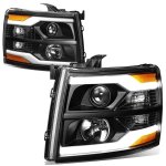 Chevy Silverado 3500HD 2007-2014 Black Facelift DRL Projector Headlights