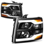 2007 Chevy Silverado 3500HD Black Facelift DRL Projector Headlights