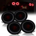 Chevy Corvette C6 2005-2013 Black Smoked Halo LED Tail Lights Sequential Signals