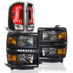Chevy Silverado 1500 2014-2015 Black DRL Headlights Custom LED Tail Lights Chevy Silverado 1500 2014-2015 Black DRL Headlights Custom LED Tail Lights