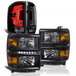 Chevy Silverado 1500 2014-2015 Black DRL Headlights Smoked Custom LED Tail Lights Chevy Silverado 1500 2014-2015 Black DRL Headlights Smoked Custom LED Tail Lights