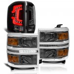 Chevy Silverado 1500 2014-2015 Smoked DRL Headlights Custom LED Tail Lights Chevy Silverado 1500 2014-2015 Smoked DRL Headlights Custom LED Tail Lights