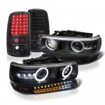 Chevy Suburban 2000-2006 Black Halo Projector Headlights LED Bumper Tail Lights