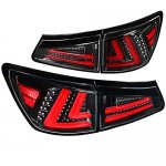 Lexus IS350 2006-2008 Black LED Tail Lights Red Tube
