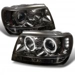 2000 Jeep Grand Cherokee Smoked Dual Halo Projector Headlights with LED
