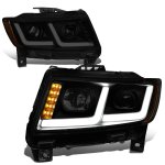 Jeep Grand Cherokee 2011-2013 Black Smoked Projector Headlights LED DRL