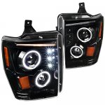 Ford F450 Super Duty 2008-2010 Glossy Black Halo Projector Headlights with LED