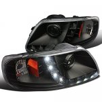 1997 Ford F150 Black Projector Headlights LED DRL