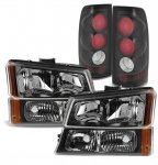 Chevy Silverado 2003-2006 Black Headlights Bumper Lights and Tail Lights