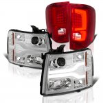 2010 Chevy Silverado 3500HD Tube DRL Projector Headlights Custom LED Tail Lights
