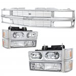 Chevy 1500 Pickup 1988-1993 Chrome Grille and LED DRL Headlights Set Chevy 1500 Pickup 1988-1993 Chrome Grille and LED DRL Headlights Set