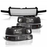 2004 Chevy Suburban Black Mesh Grille and Headlights Set
