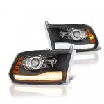 2018 Dodge Ram Black Projector Headlights Premium LED DRL Signal Lights