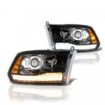 2017 Dodge Ram 3500 Glossy Black Projector Headlights Premium LED DRL Signal Lights
