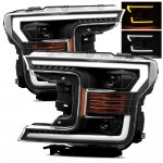 2020 Ford F150 Black Projector Headlights Switchback LED DRL Signal Lights